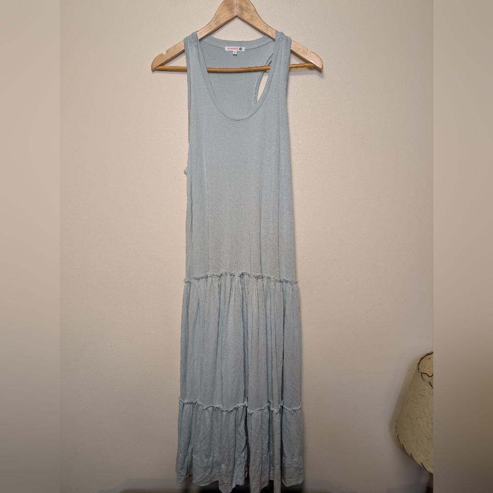 Sundry Tiered Racerback Maxi Dress Size 3 Blue Flowy Casual Boho Beachy